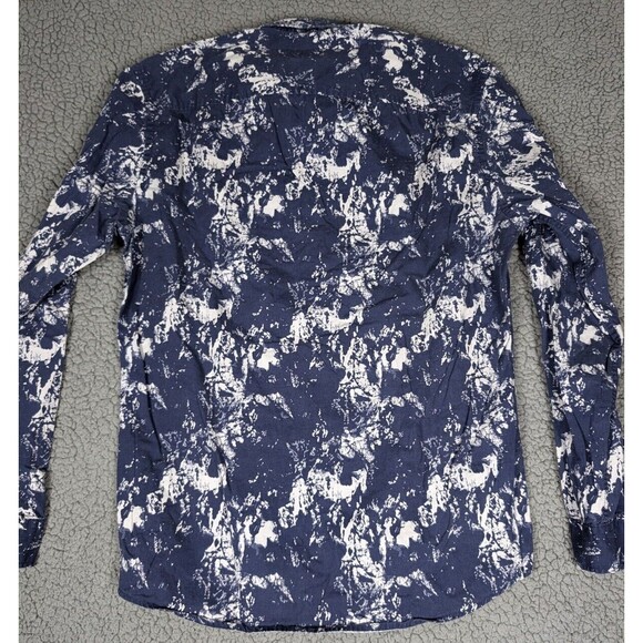 Frank & Oak Rue St-Viateur Men's Button Down Collared Shirt Med Blue Speckled - Picture 5 of 9